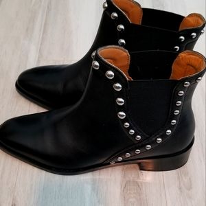 Zara Chelsea Studded Leather Ankle Boots
